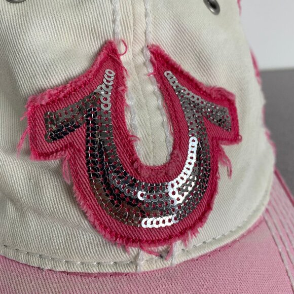 True Religion Pink Distressed Y2K Hat Strapback Cap main image 5